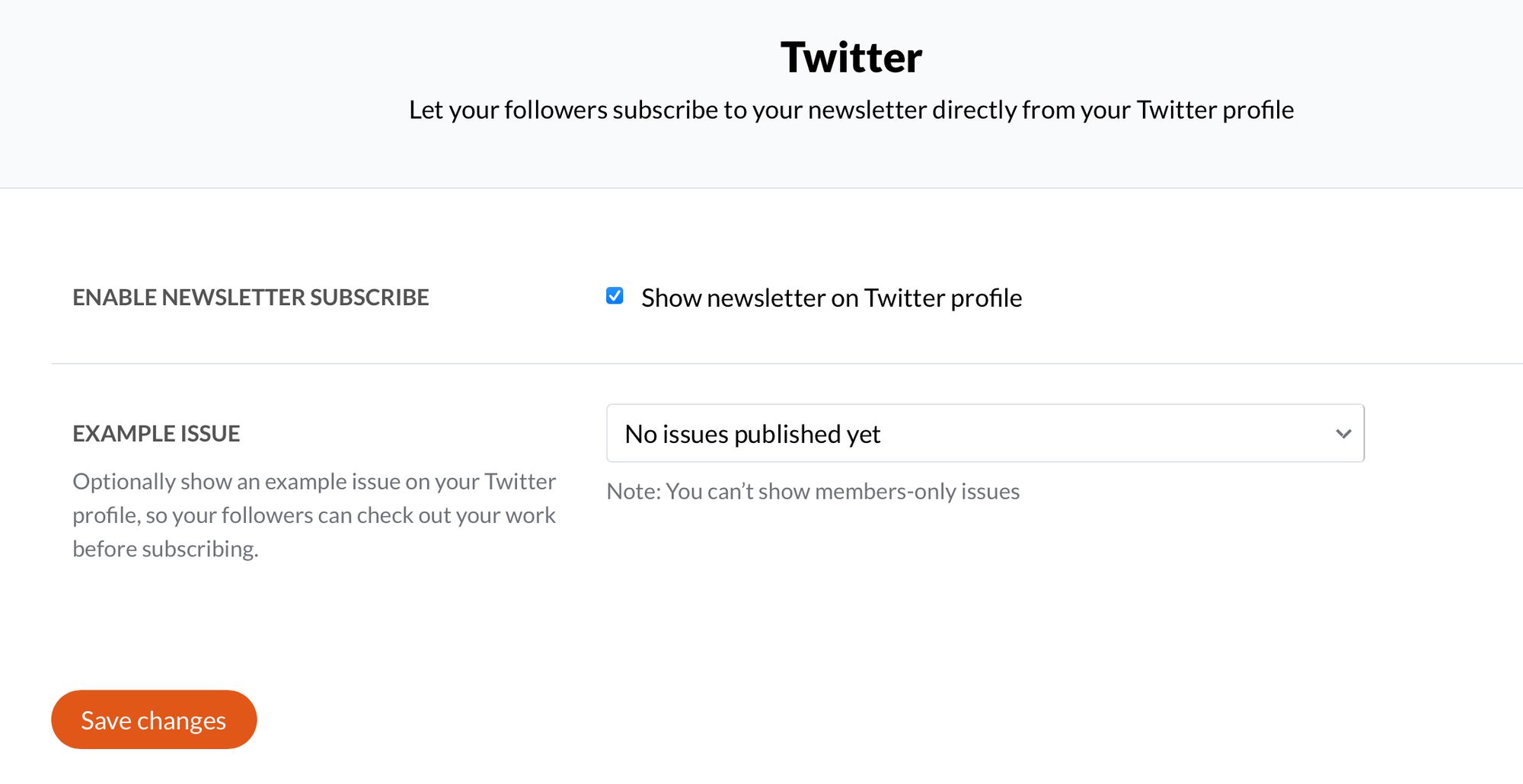 Enable newsletter subscribe button at the top of linked Twitter profile