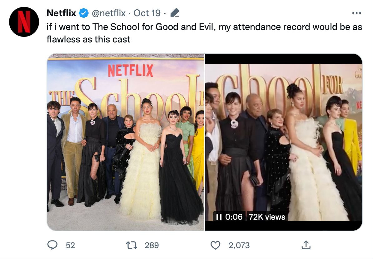 Mixed media tweet by @netflix side-by-side photo and video of event