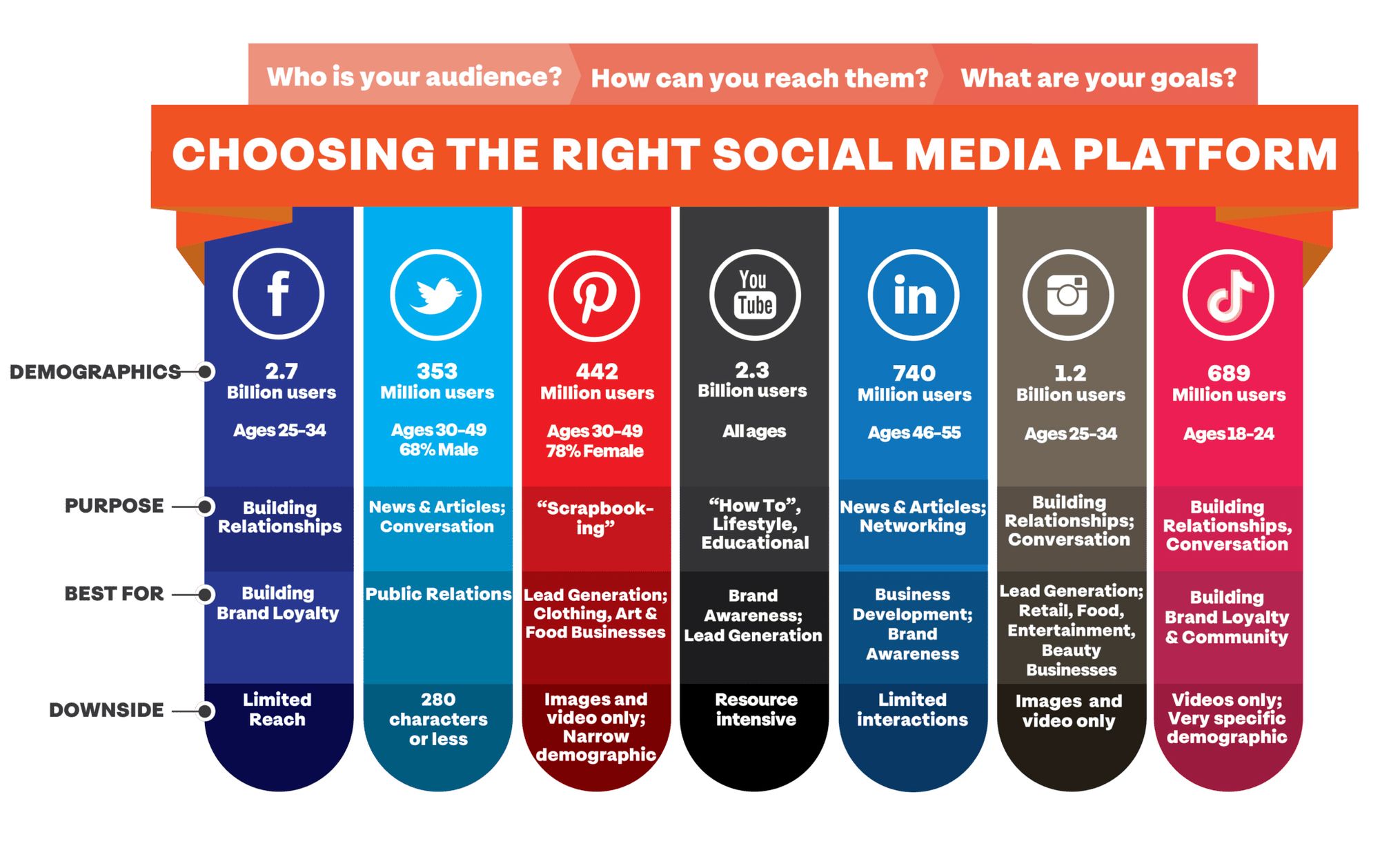 Audience demographics for different social media platforms