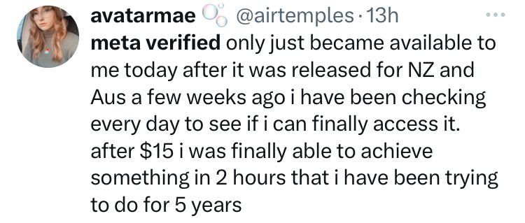 Praise for Meta Verification accessibility and features