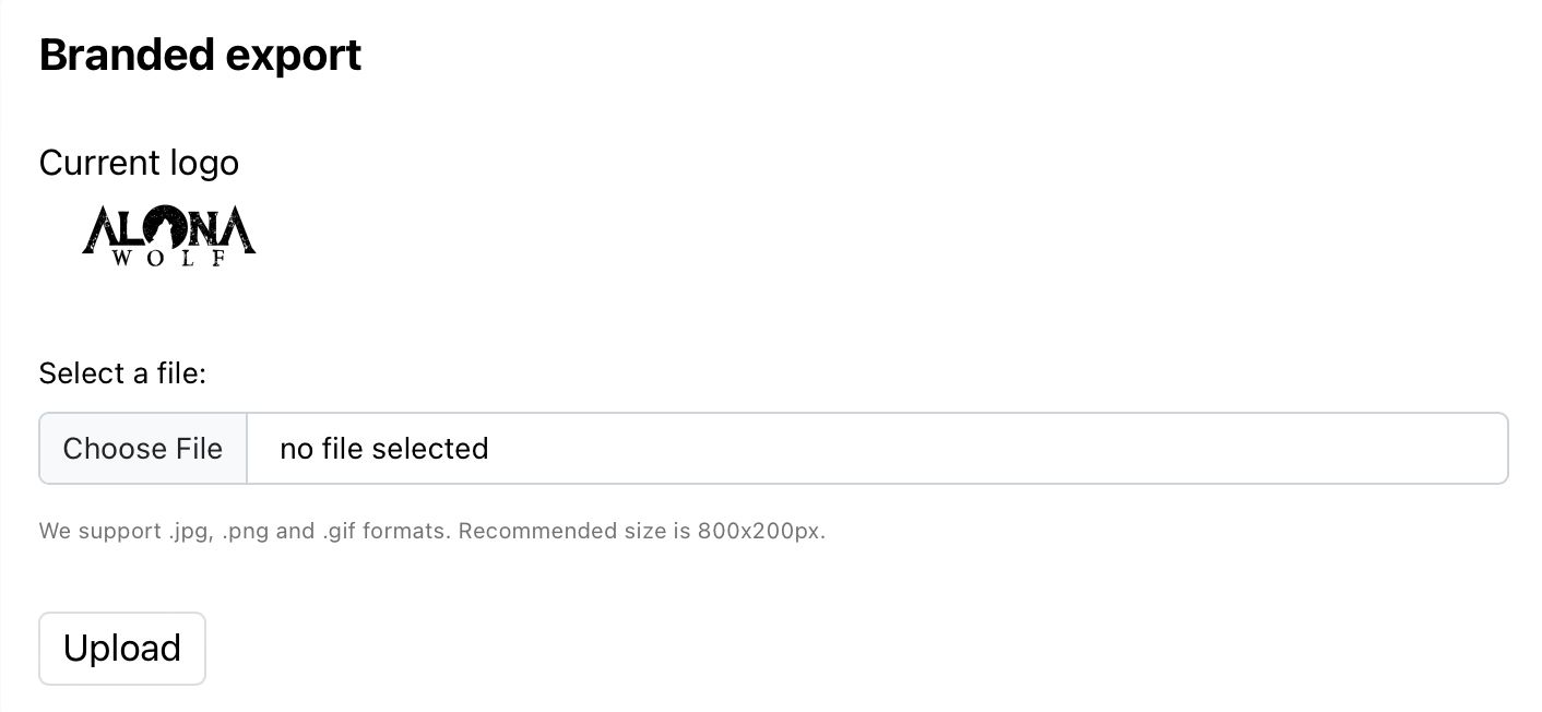 Upload your brand logo for elevated business exports