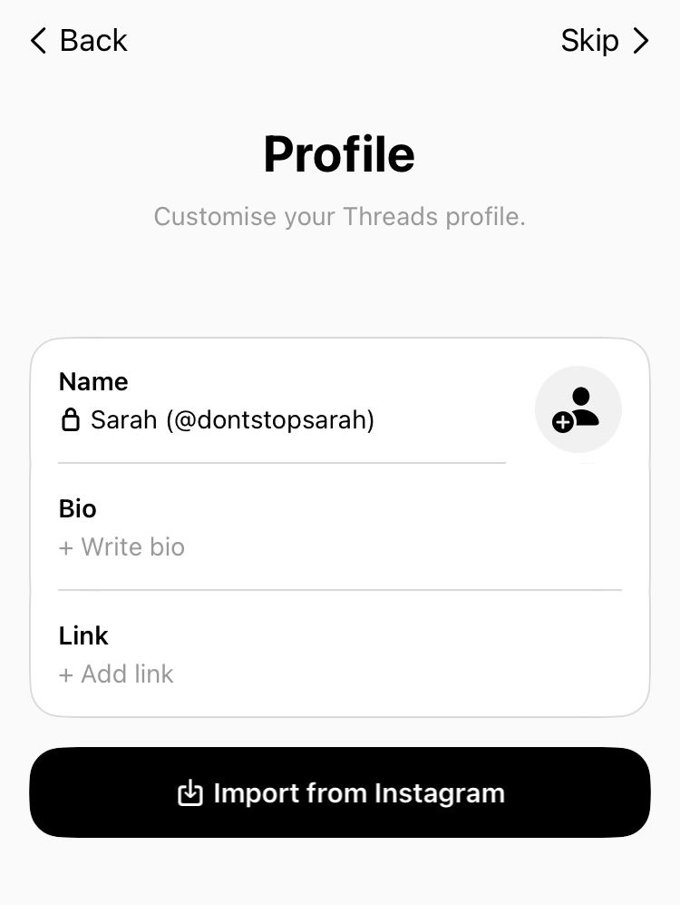 Import bio info directly from an Instagram profile