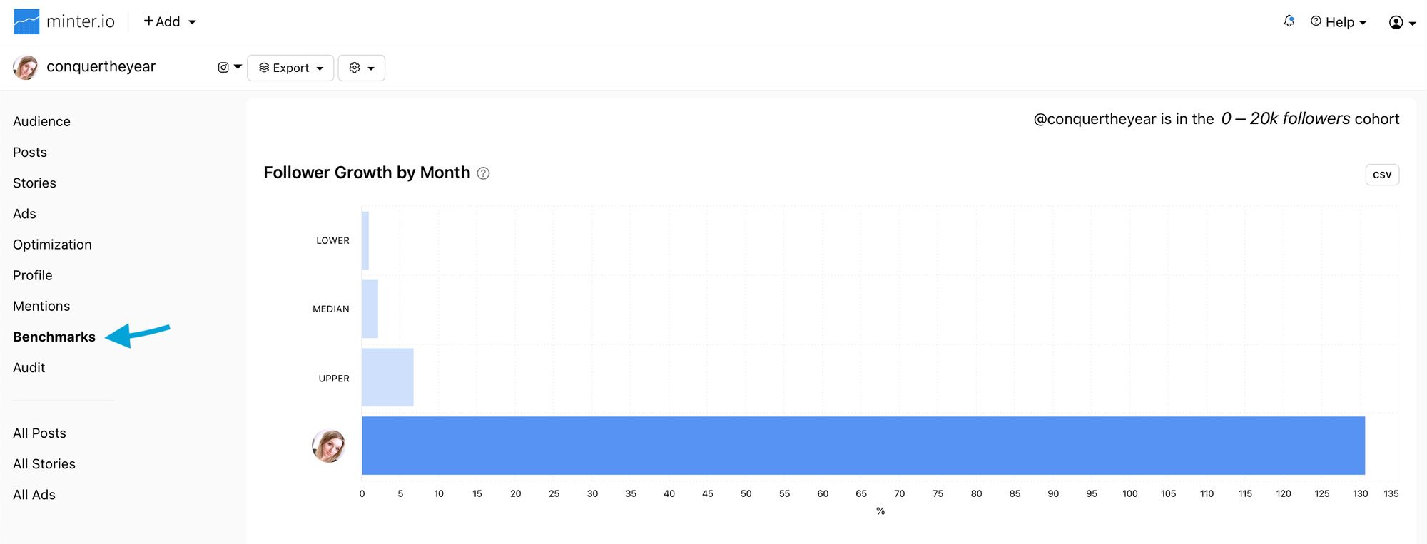 Unlock Benchmarks data for Instagram with Minter.io