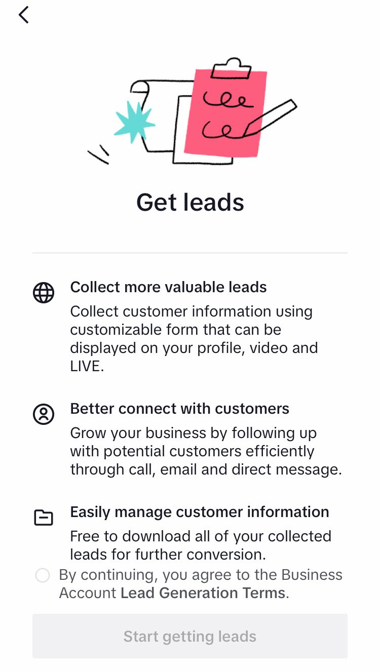 Gets leads through forms on TikTok