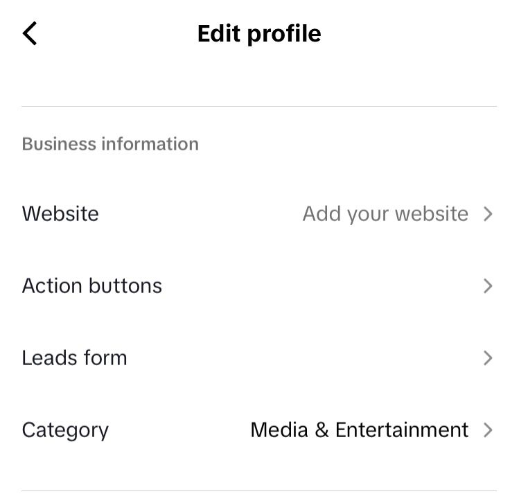 Edit business information on your TikTok profile