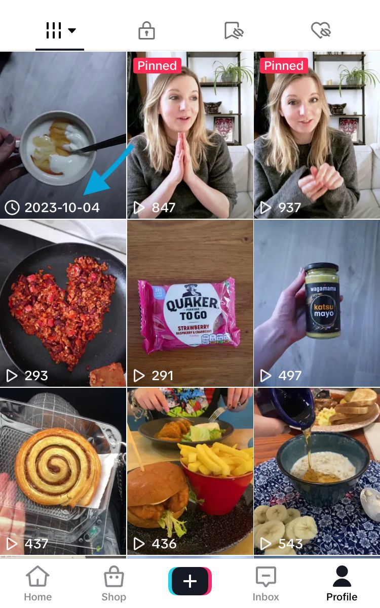 Find your scheduled TikTok videos before published content on your profile