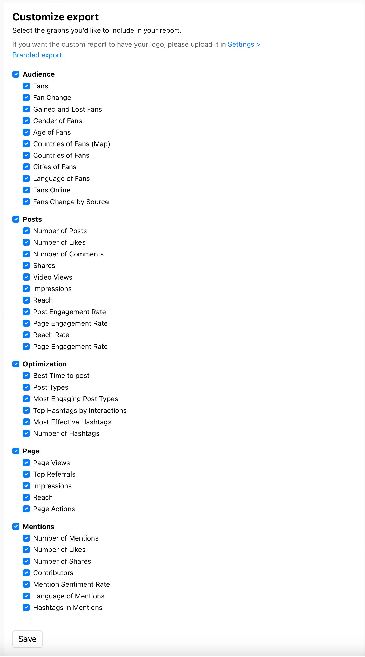 Include or exclude any graph in an exported report with Minter.io