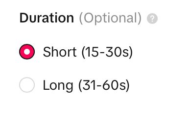 Add your desired length of TikTok video to generate an appropriate length of script