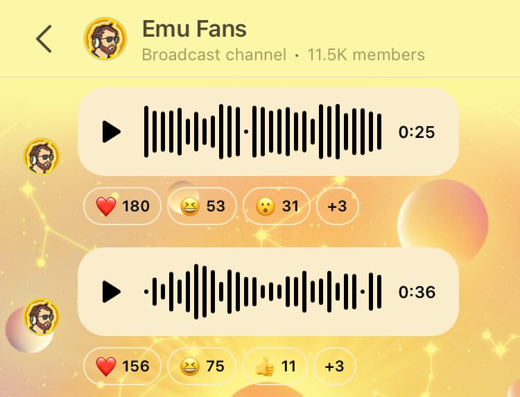Broadcast channels provide a place to share voice notes with your following 