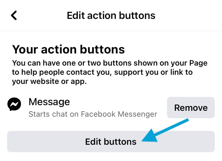 Change or add action buttons to the top of your Facebook Page