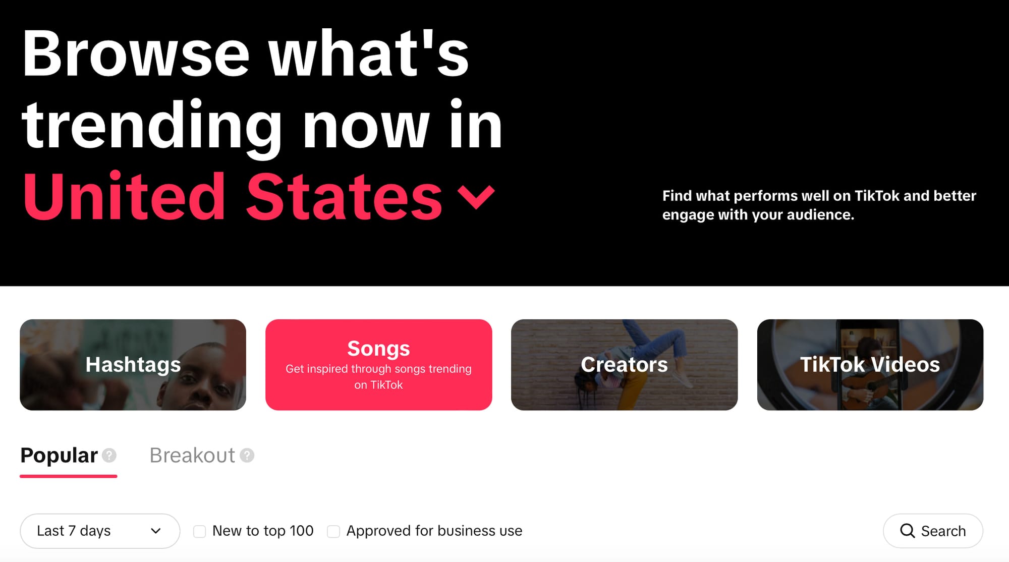 Find trending songs in the country of your choice