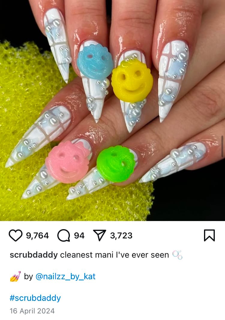 Extravagant nail art trend hijacked by Scrub Daddy