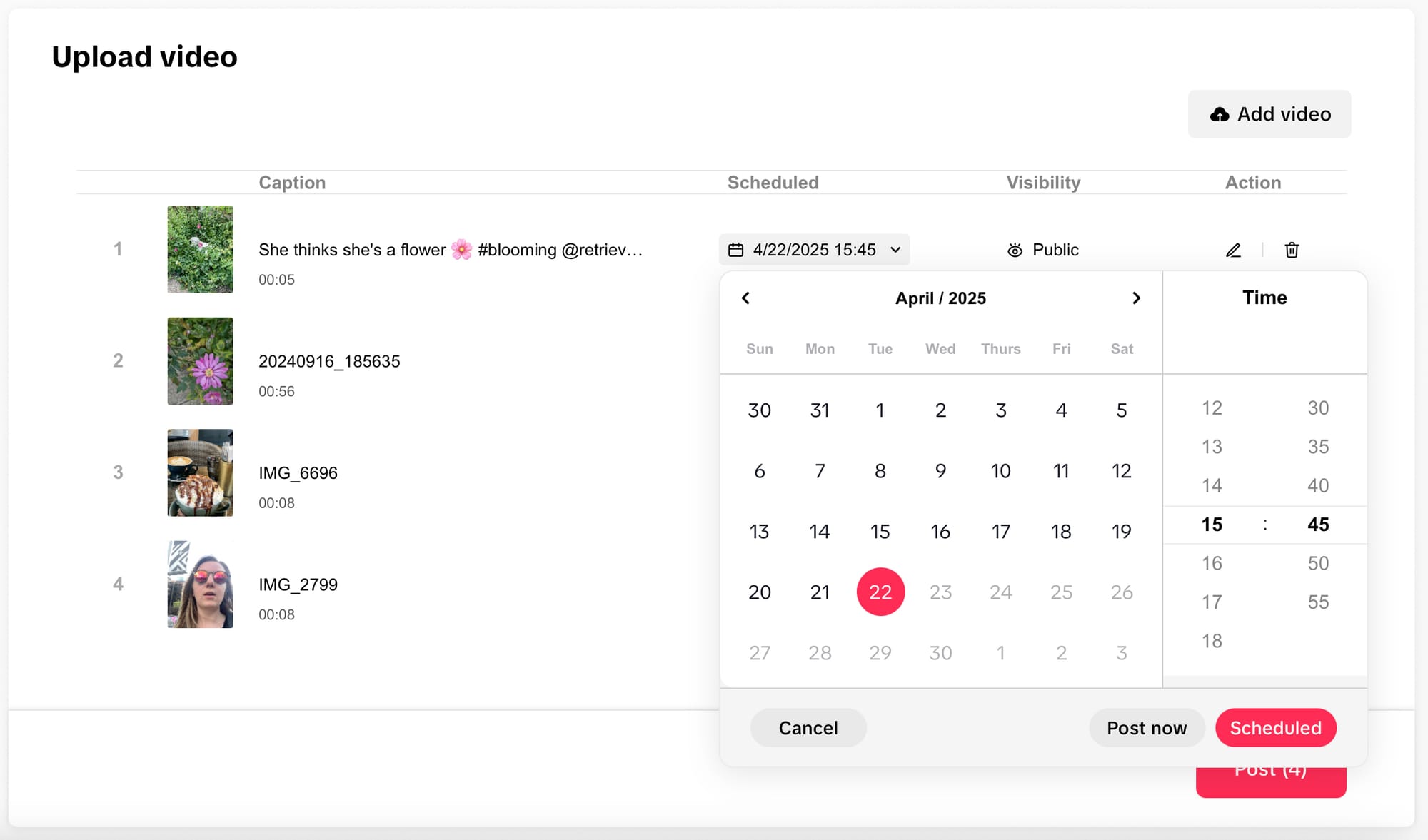 Schedule a TikTok video in advance
