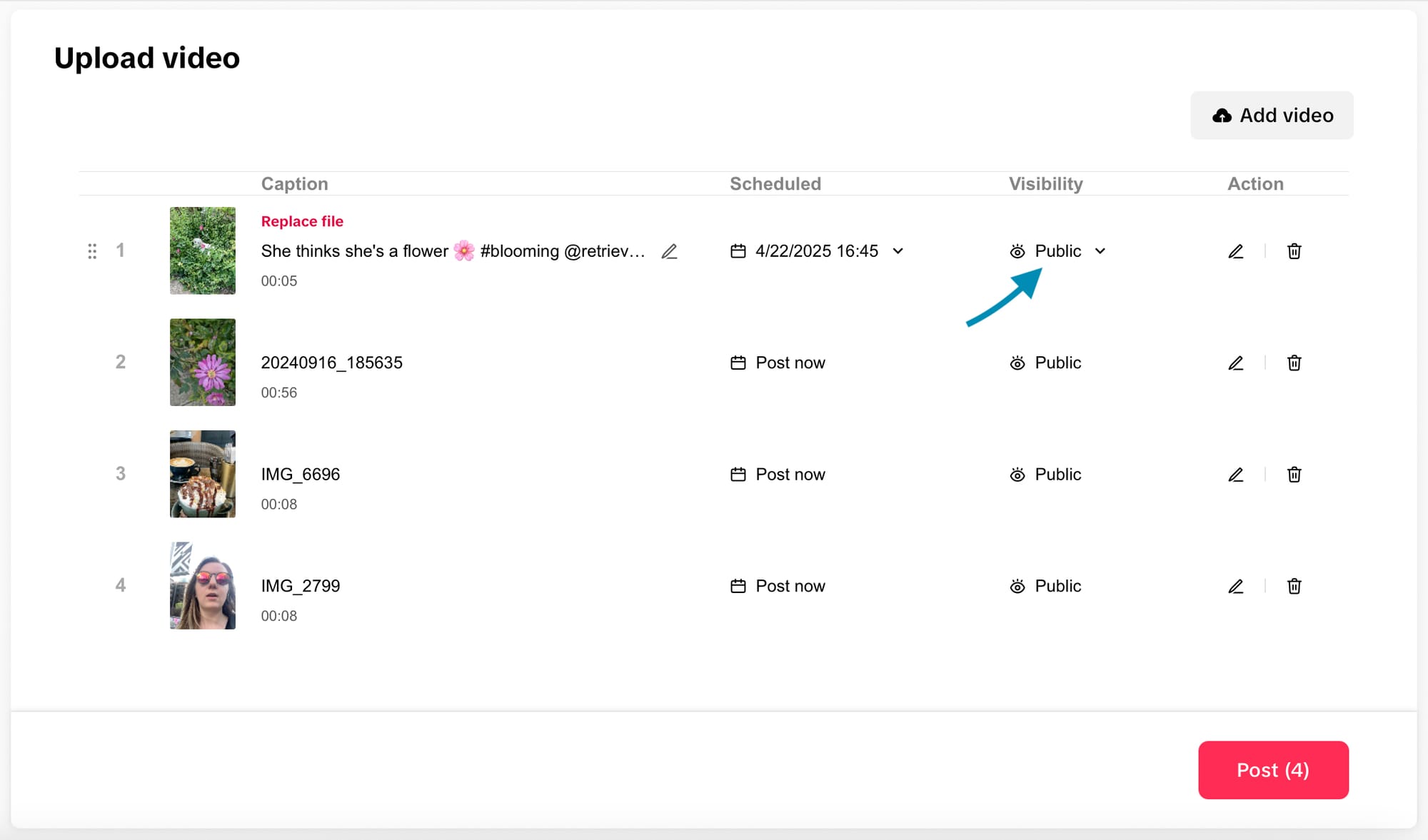 Edit the privacy of a TikTok video