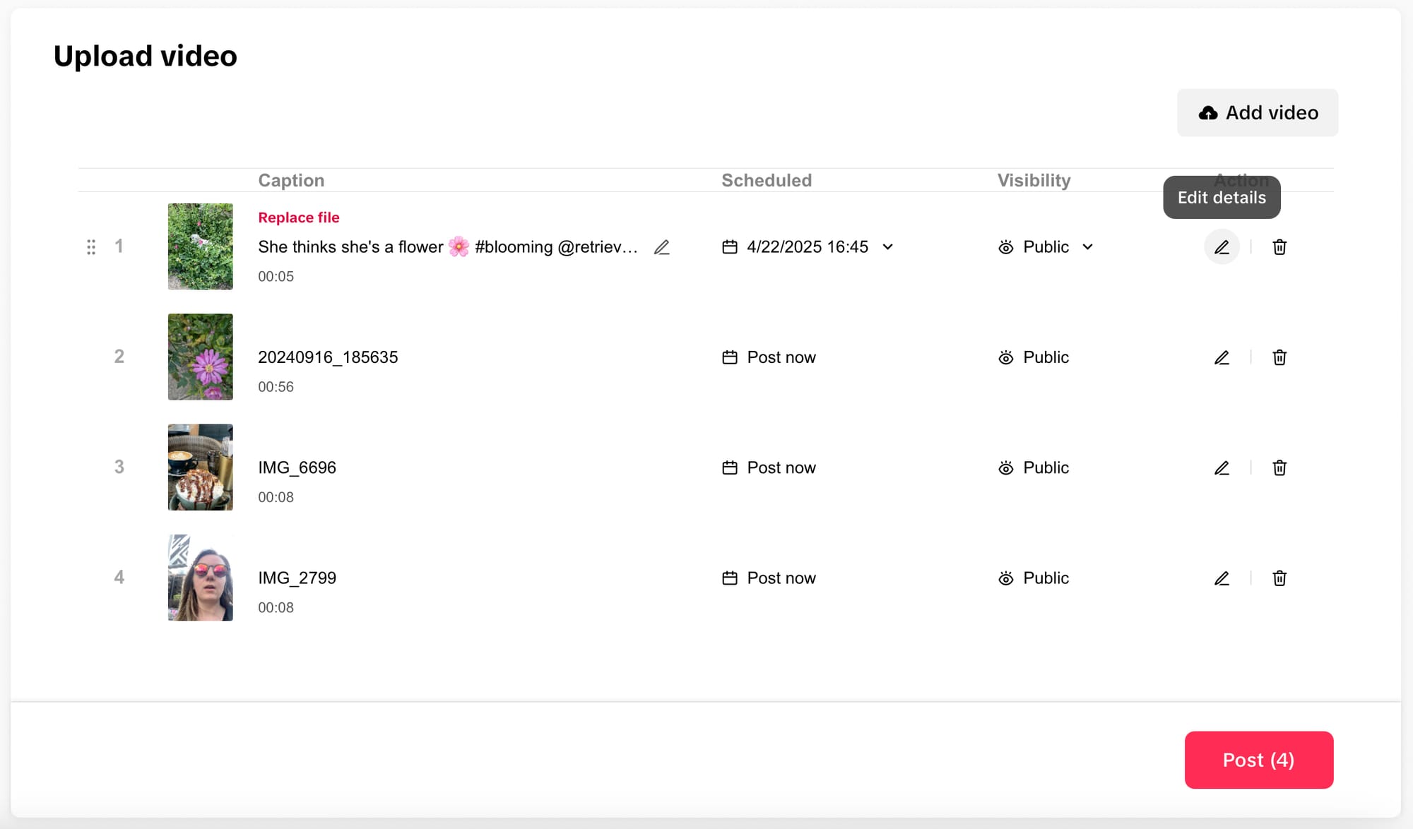 Edit more details for a TikTok video