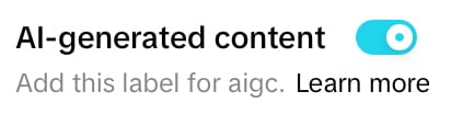 Toggle button for AI-generated content