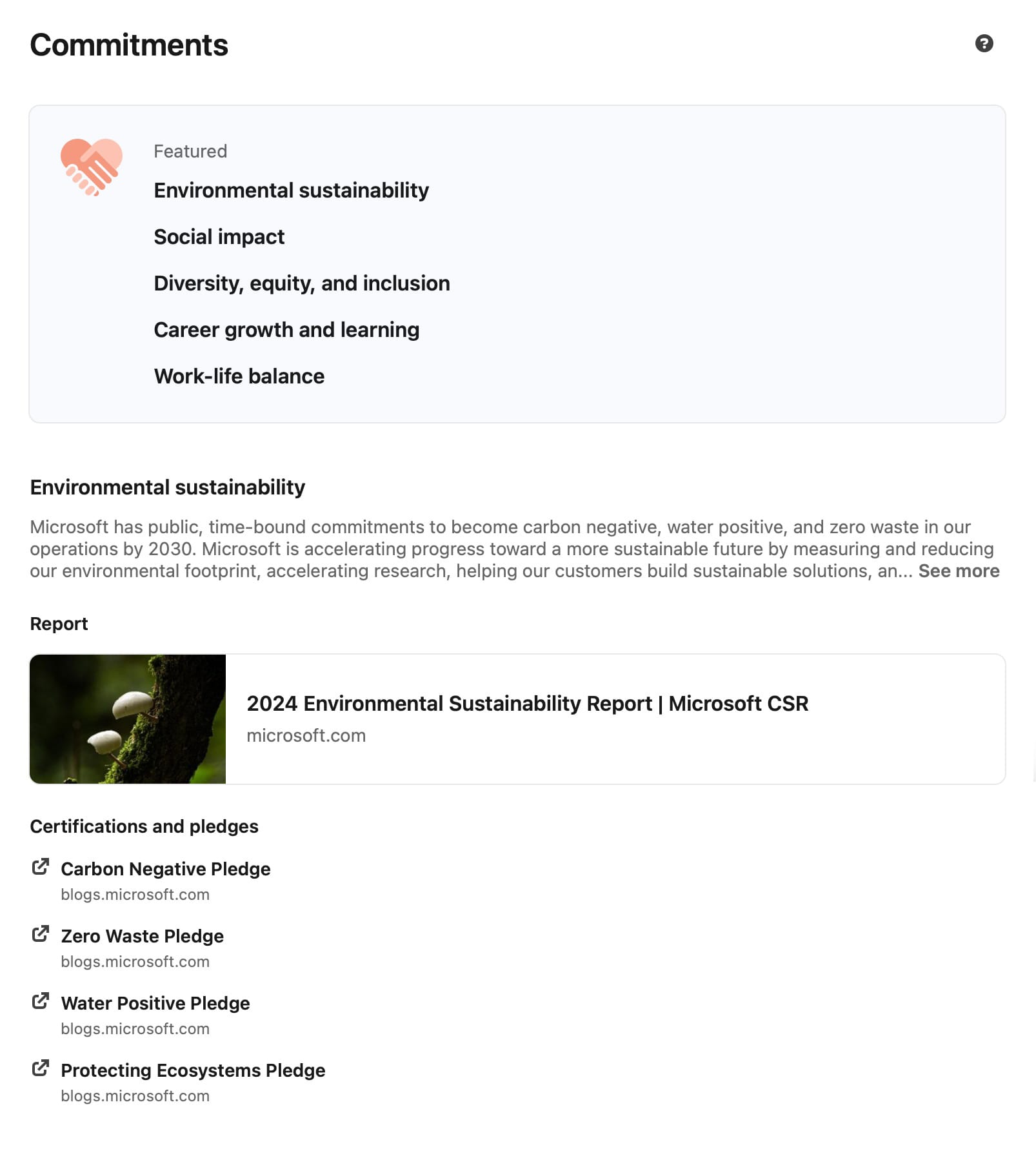 Add the commitments section to a business LinkedIn Page