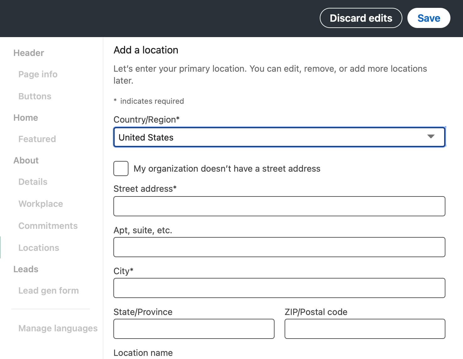Add locations to a business LinkedIn Page