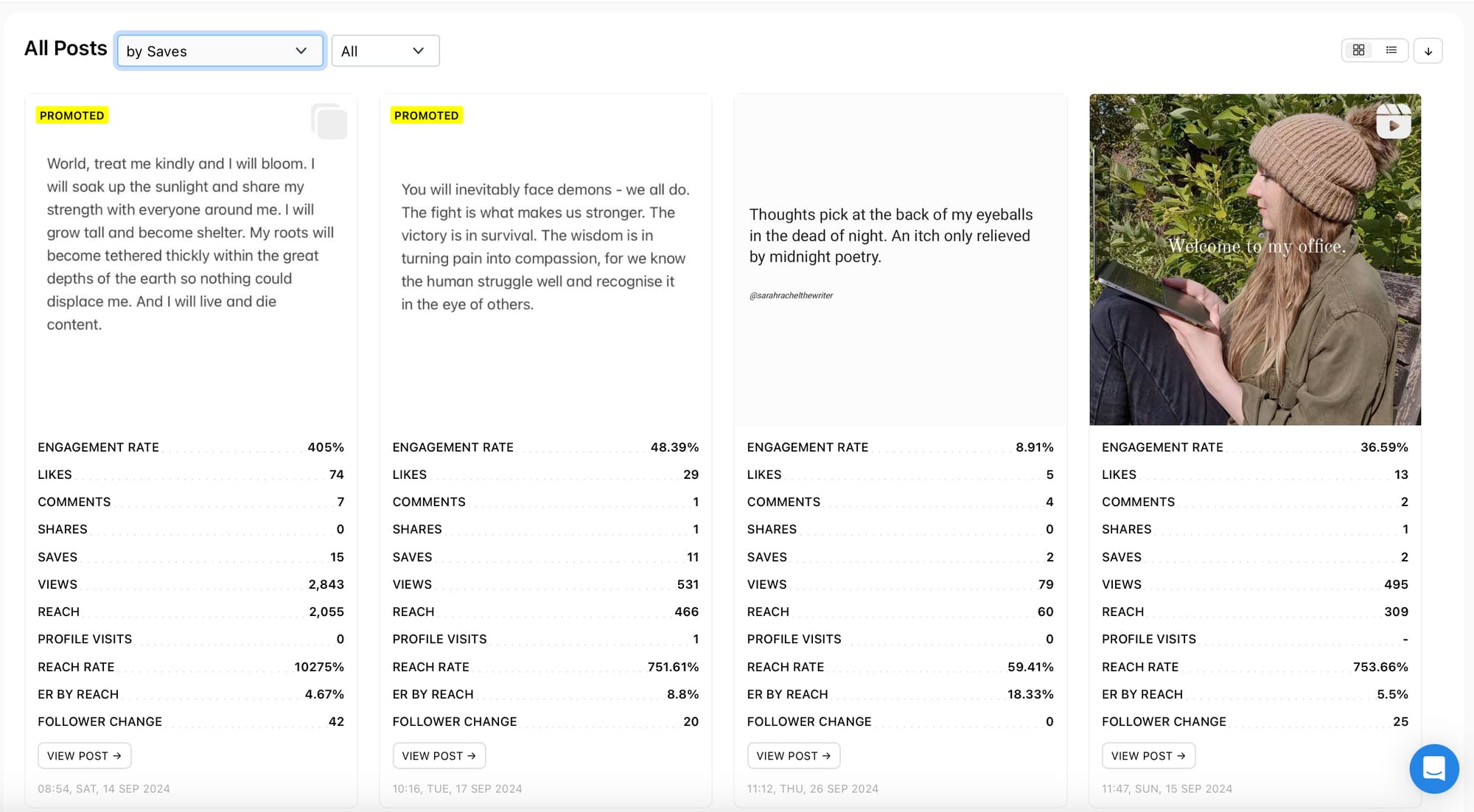 Track metrics with social media analytics tool Minter.io