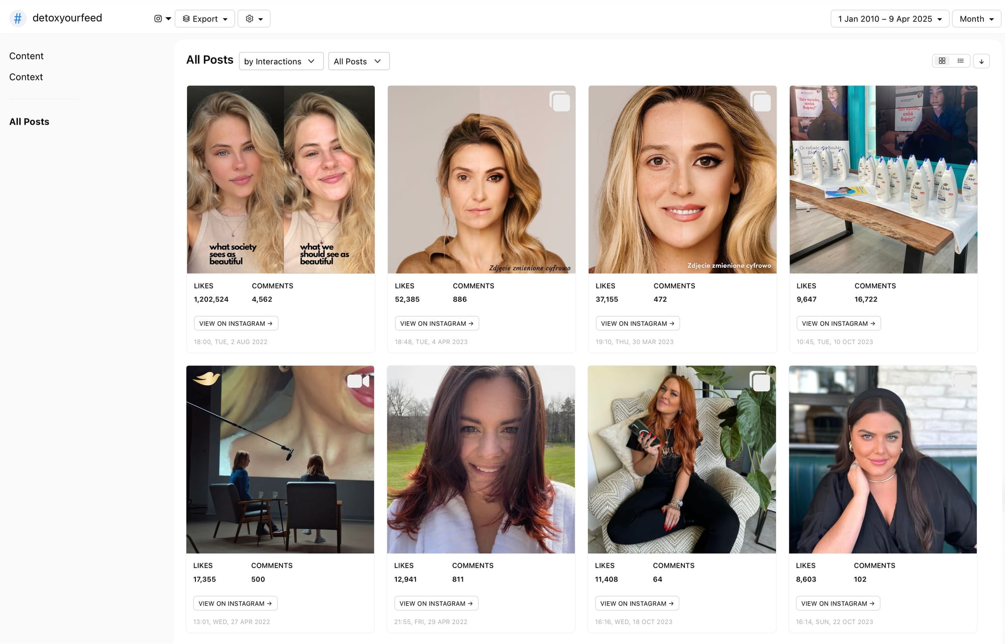 Track hashtags with social media analytics tool Minter.io