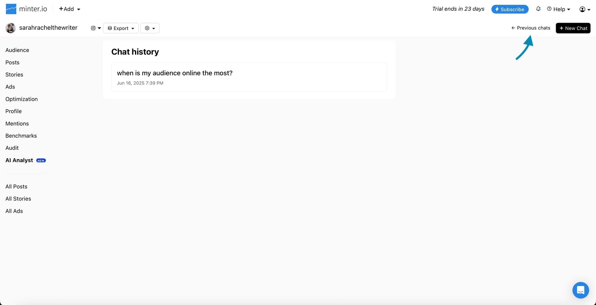 Discover the NEW AI Analyst feature by Minter.io for your social media analytics