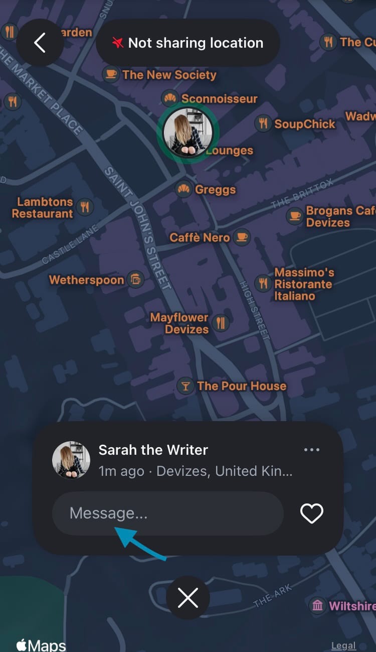 Start a chat in the DMs by interacting with a location on the Instagram map