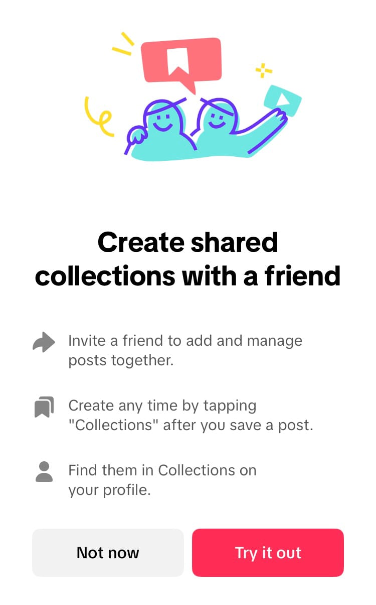 Overview pop-up of TikTok's Shared Collections