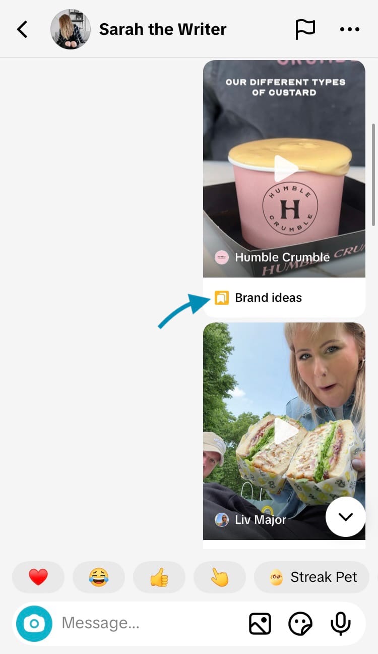 Navigate to a Shared Collection on TikTok through a DM card