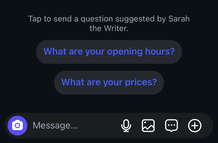 Add prompt questions at the start of a chat on Instagram