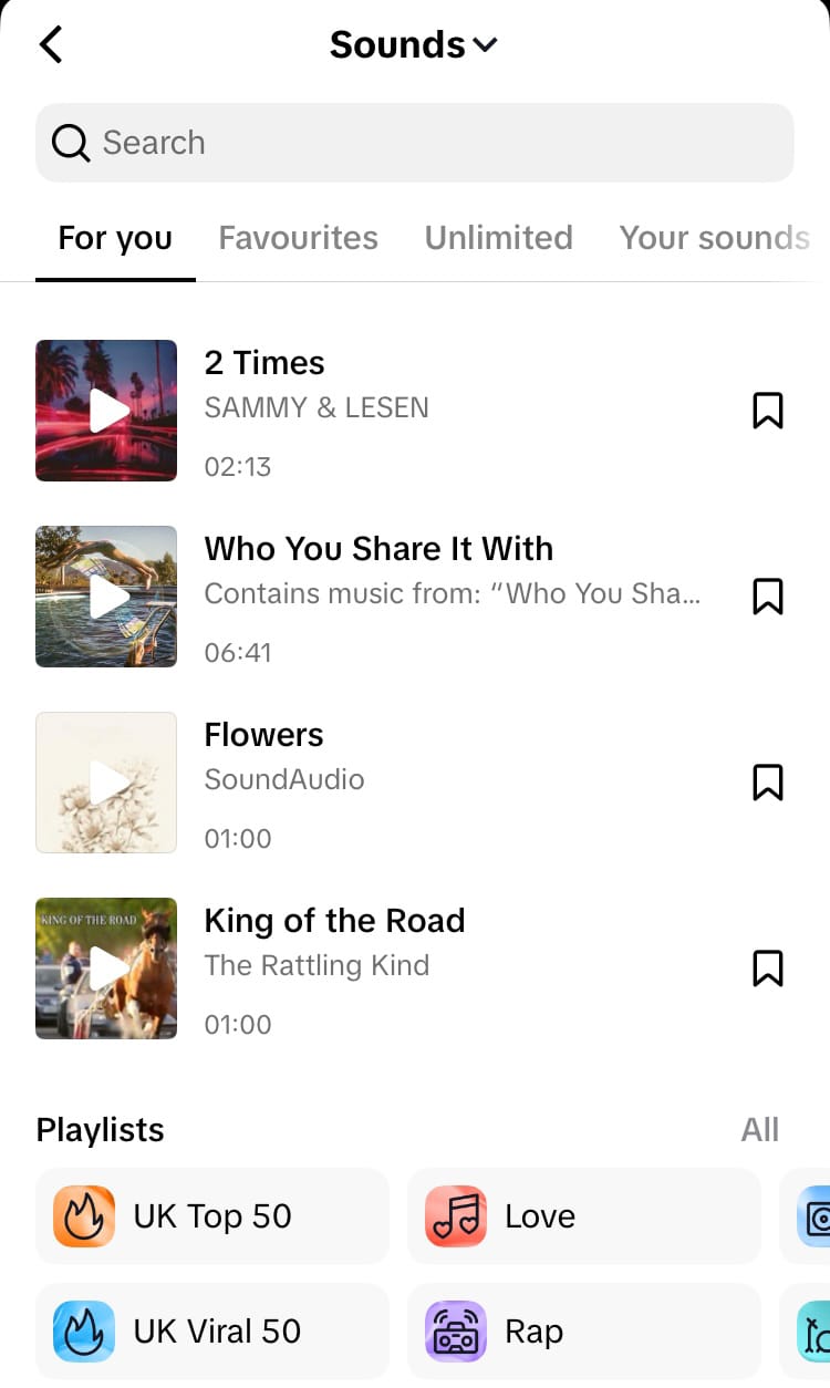 Explore TikTok's Sound Library, For You