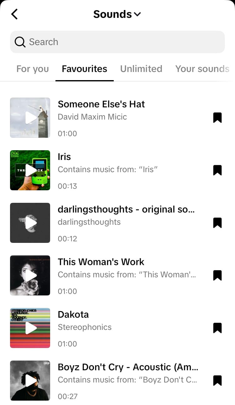 Explore TikTok's Sound Library, Favourites