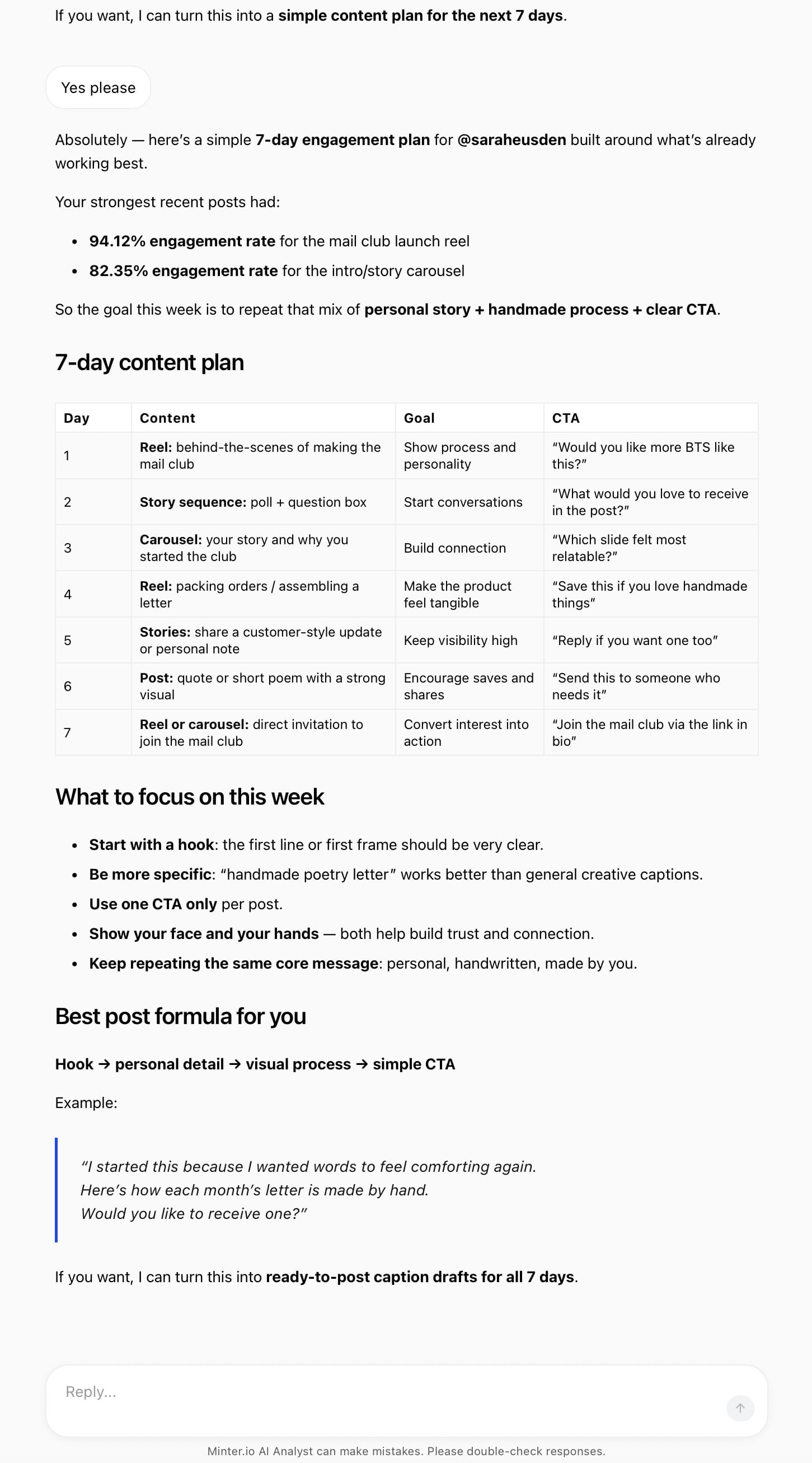 Use the text box to respond to an AI prompt or continue with your own