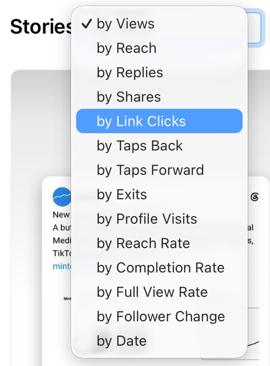 Filter Instagram Stories posts by link clicks with analytics by Minter.io