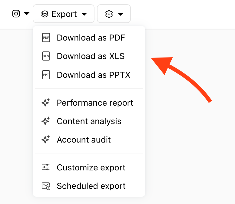 Exporting a social media report to Excel in Minter.io