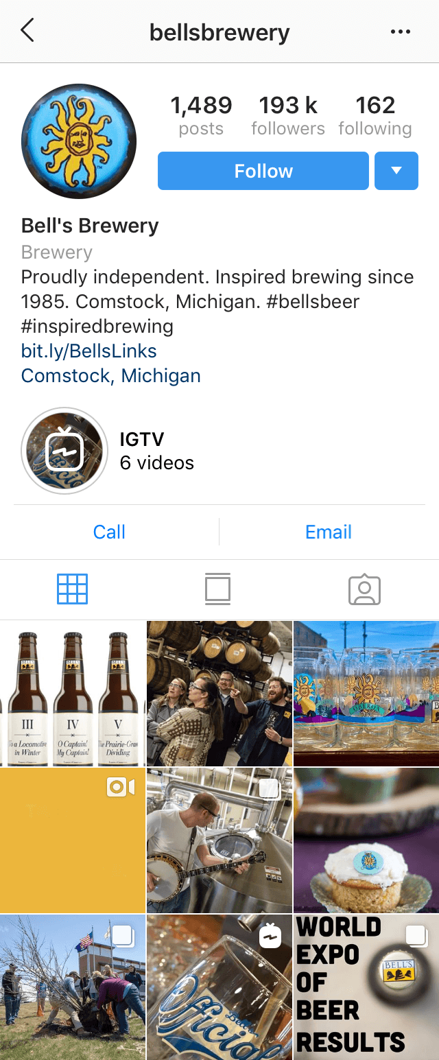 @bellsbrewery Instagram profile