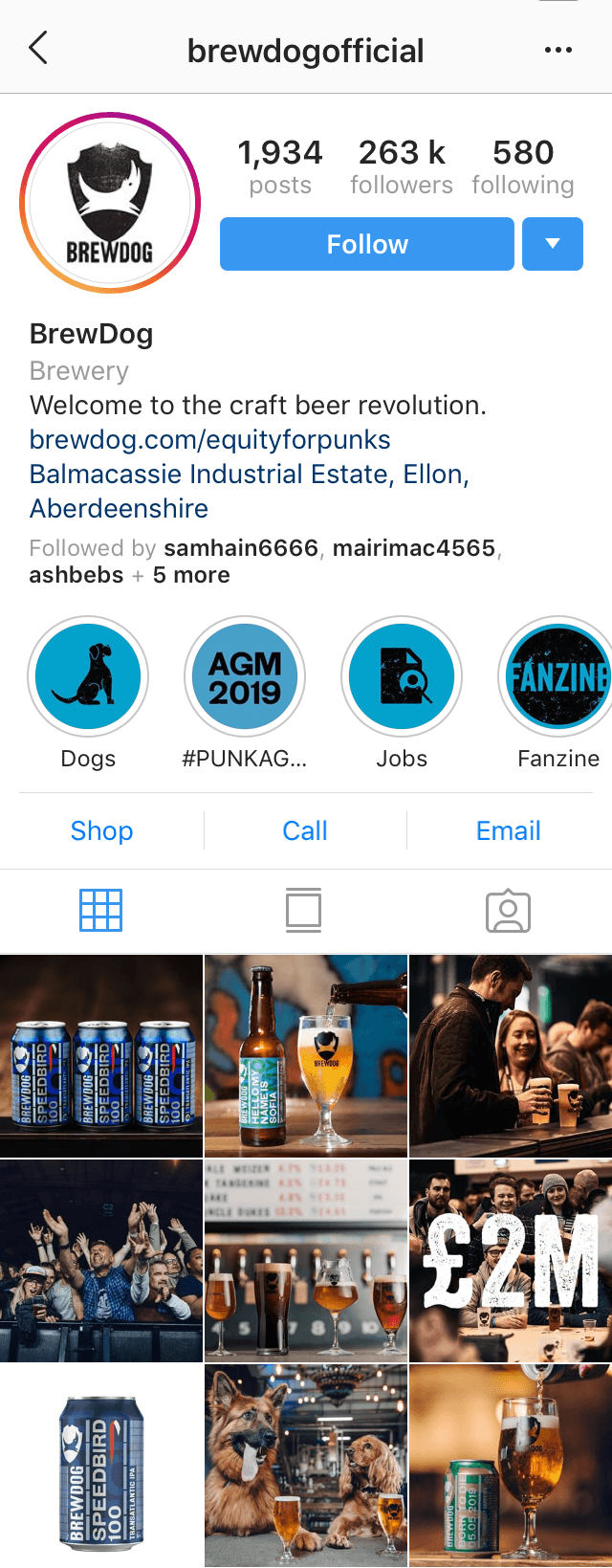 @brewdogofficial Instagram profile