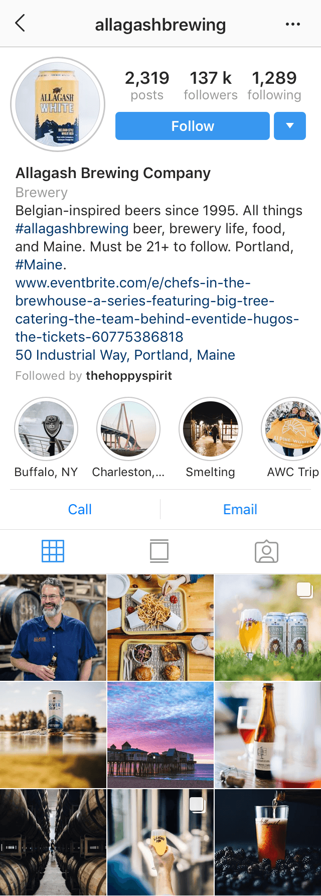 @allagashbrewing Instagram profile