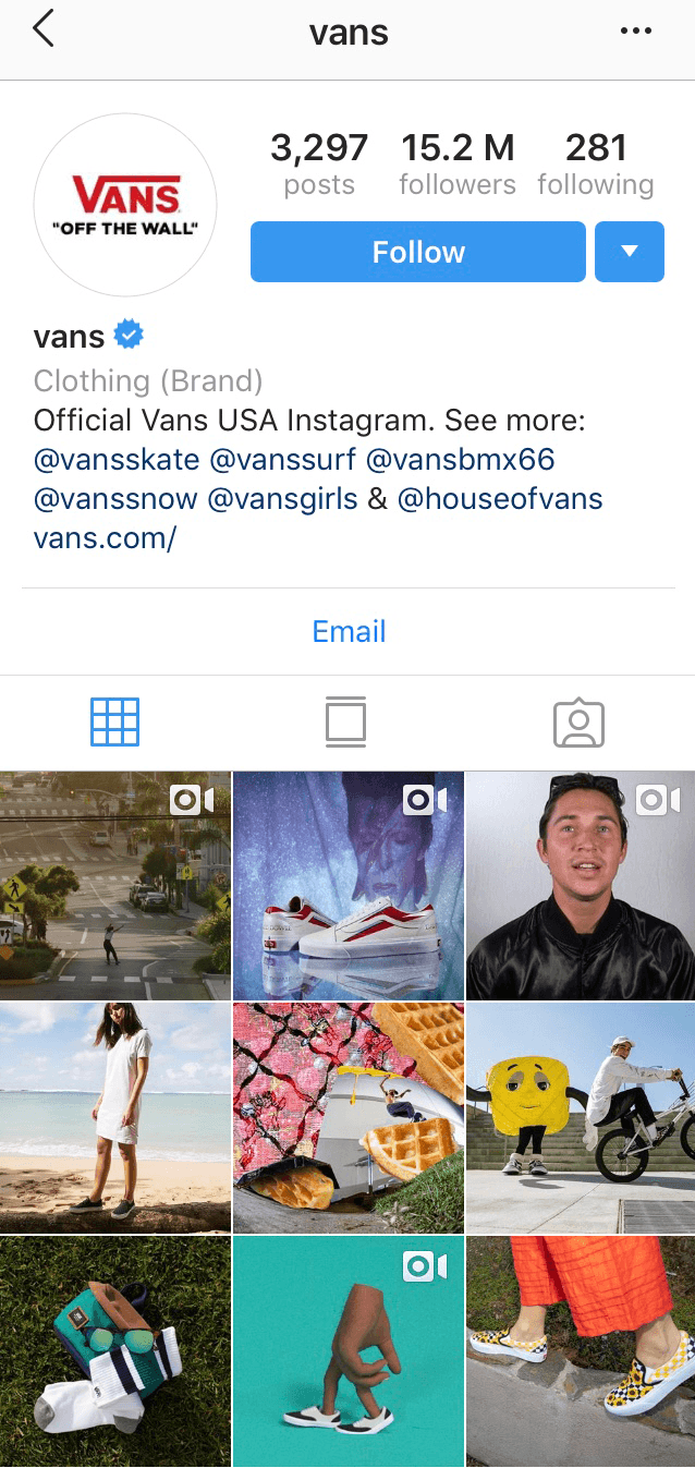 @vans Instagram profile