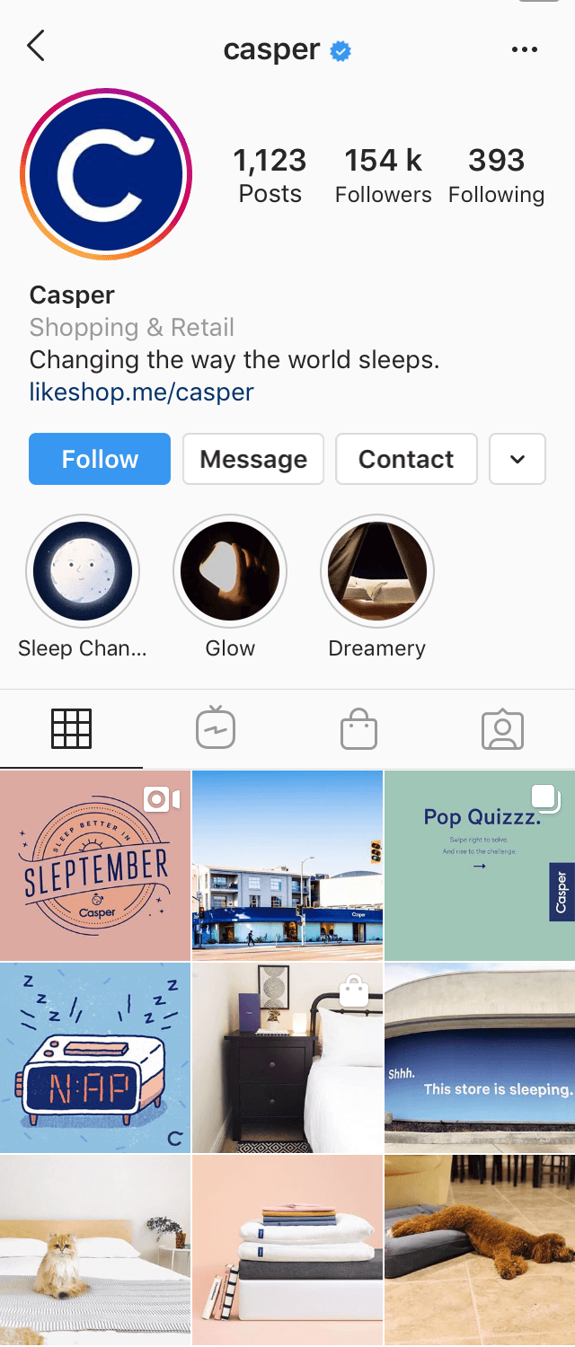 Casper Instagram profile