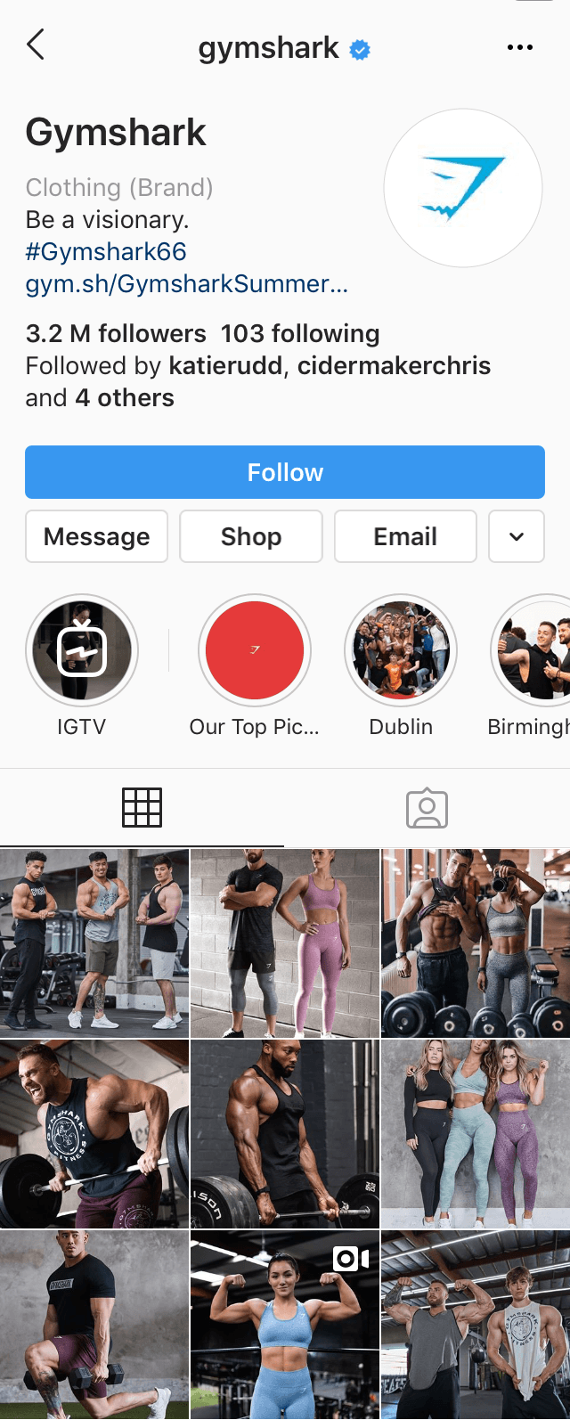 gymshark  instagram