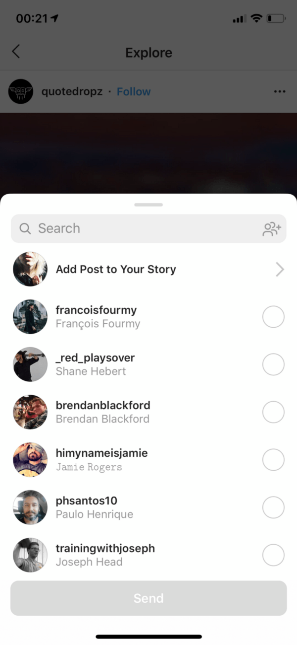 Select ‘Add Post to Your Story’.