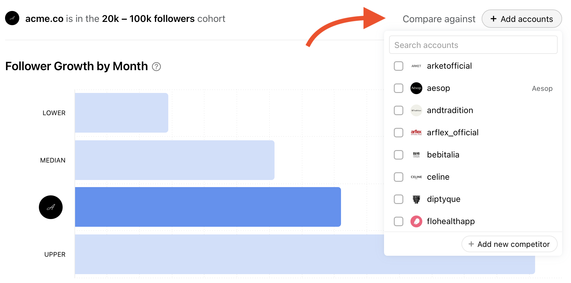 Benchmark against specific accounts in Minter.io